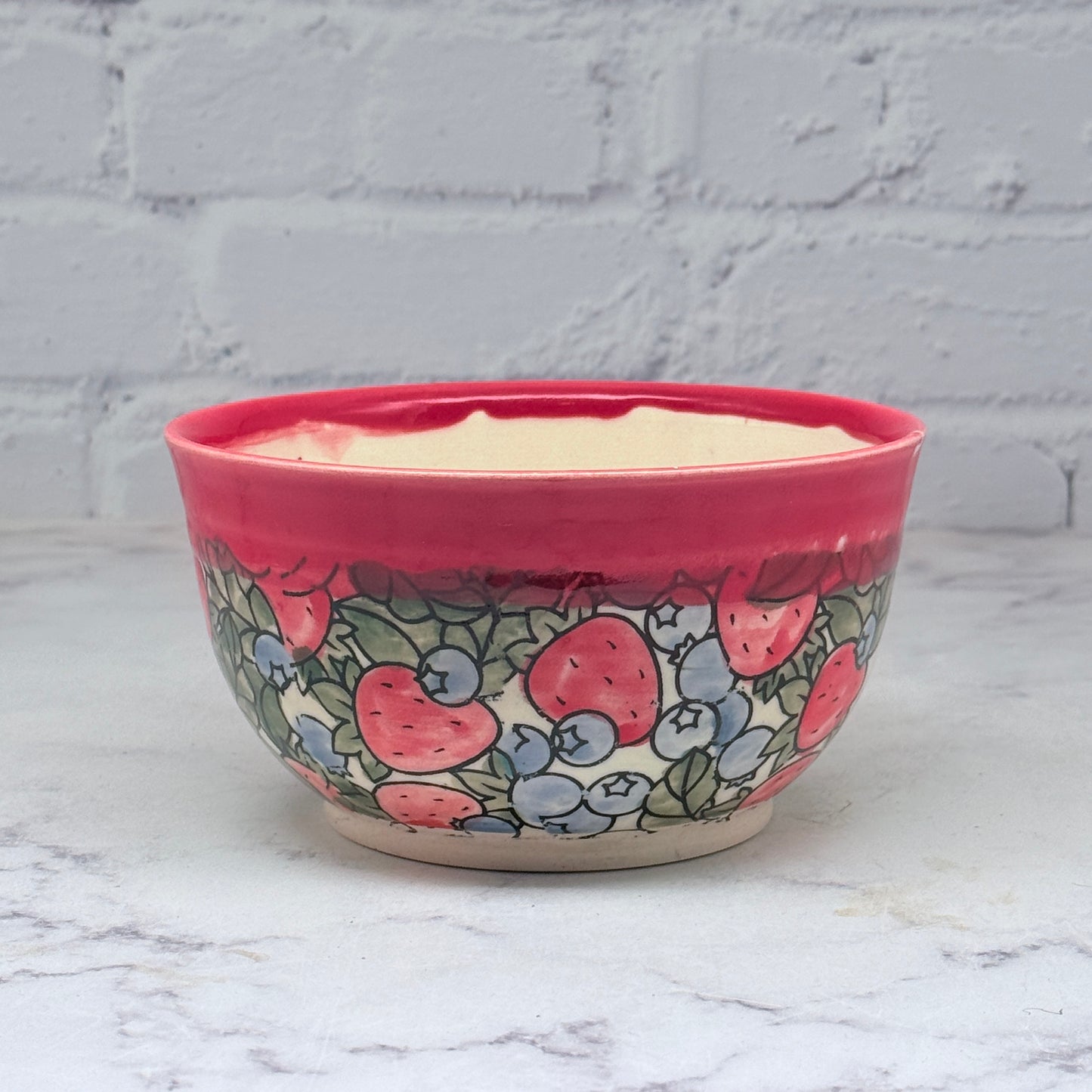 Red with Fruit Medium Bowl 2