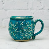 Teal with Raised Snowflakes Mug 2