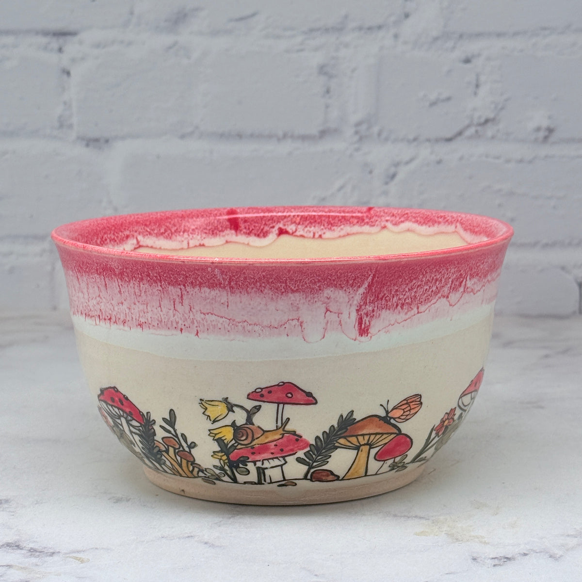Red with Mushrooms Medium Bowl