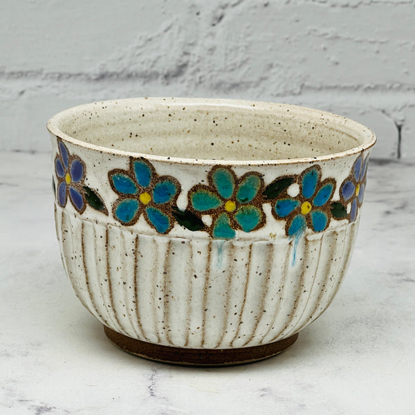 Blue Flowers Carved Small Bowl 2