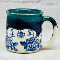 Teal with Blue Flowers Espresso Mug