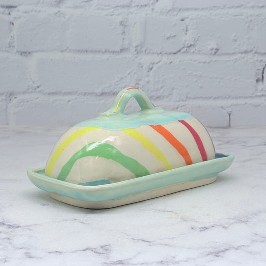 Turquoise Rainbow Butter Dish