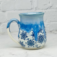 Blue Snowflakes Marbled Mug 2