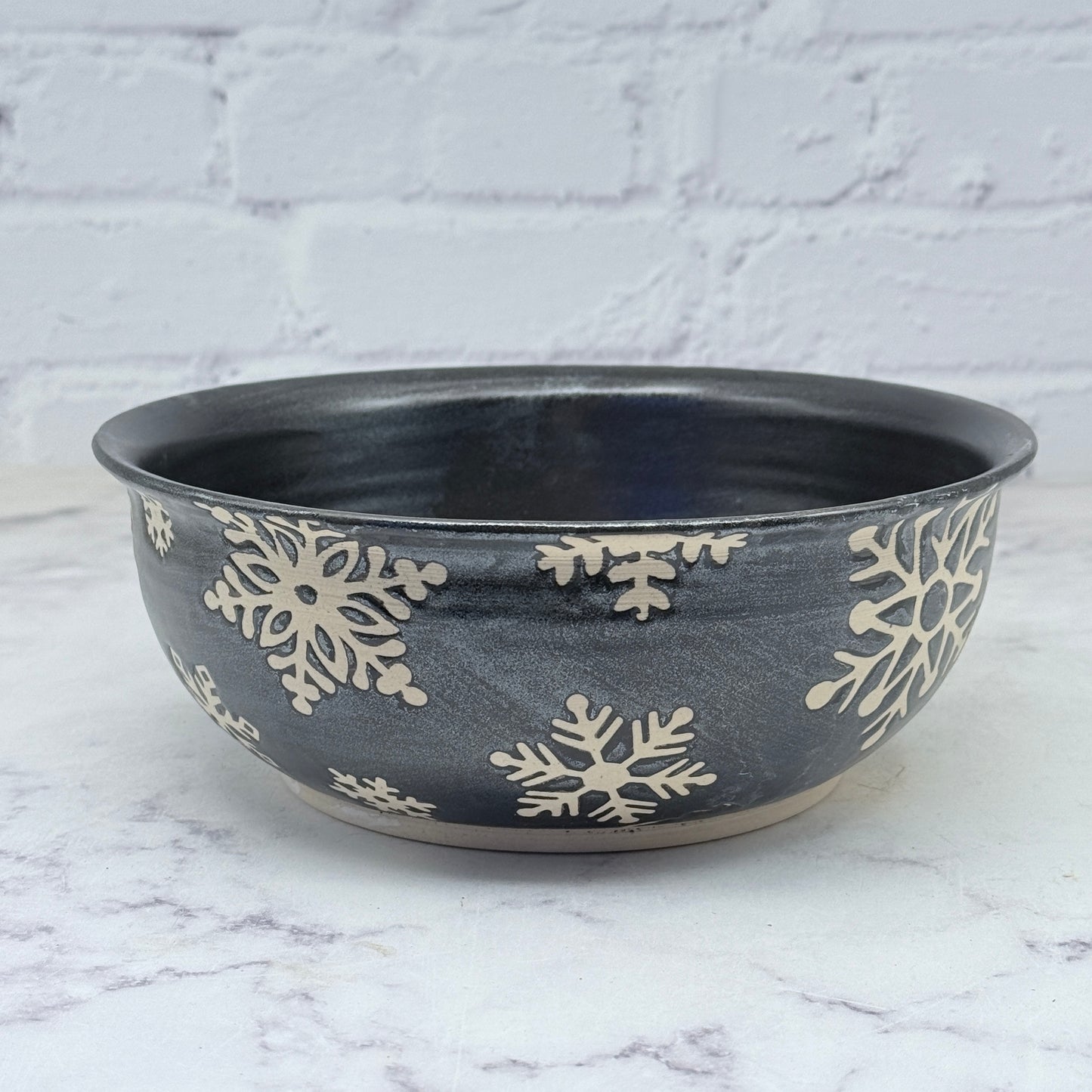 Black with Snowflakes Large Bowl 1