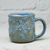 Blue Raised Snowflakes Espresso Mug 1