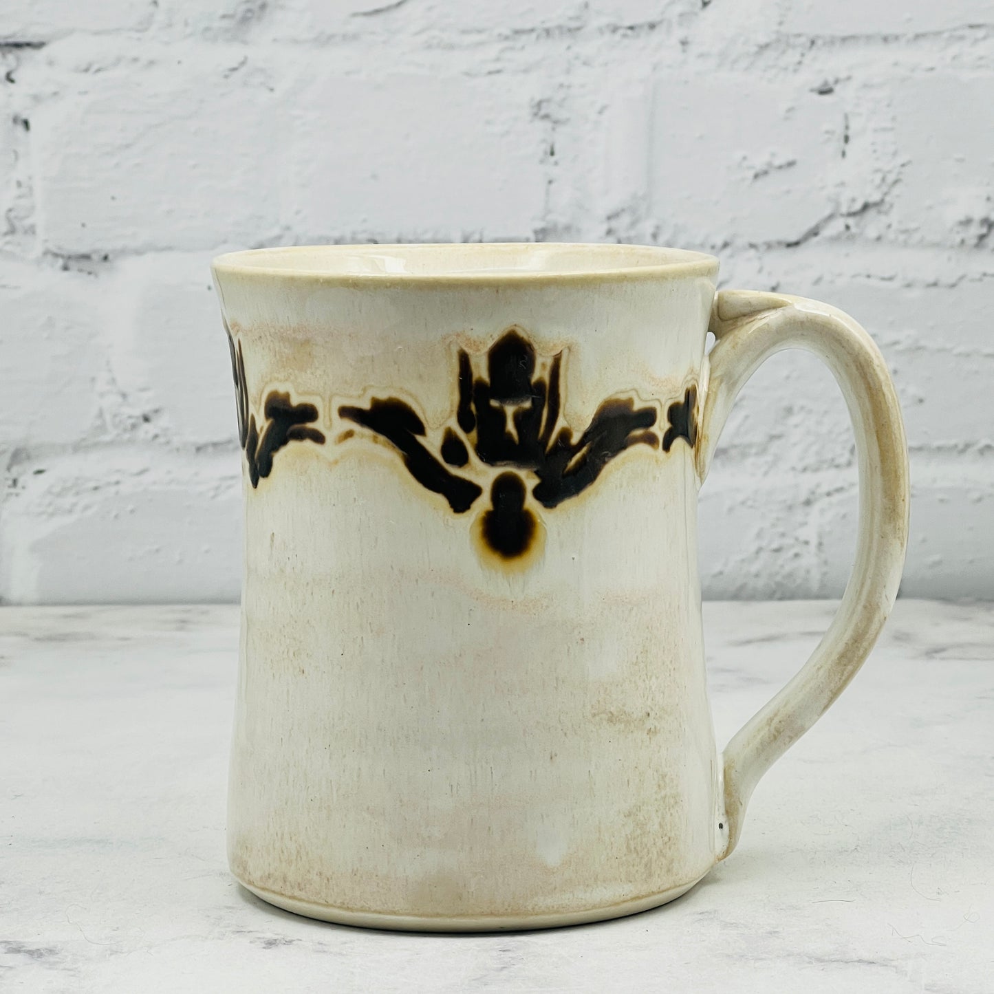 Cream with Baroque Design Tall Mug