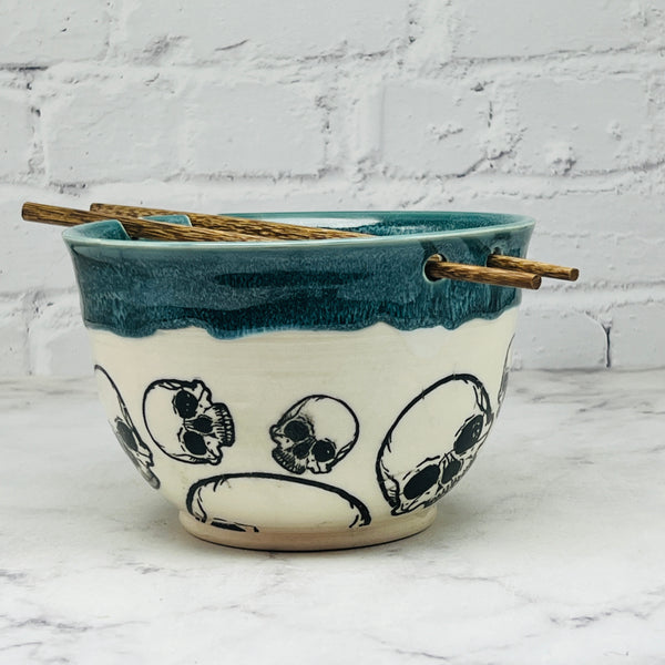 Green with Skulls Chopstick Bowl 2