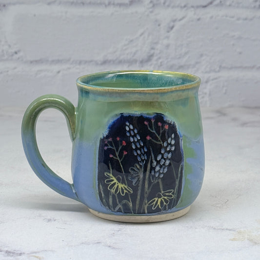 Sgraffito Wildflowers Teacup