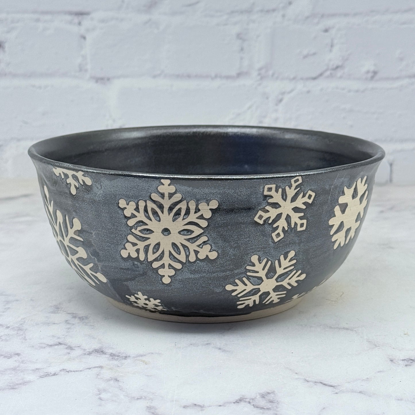 Black with Snowflakes Large Bowl 2