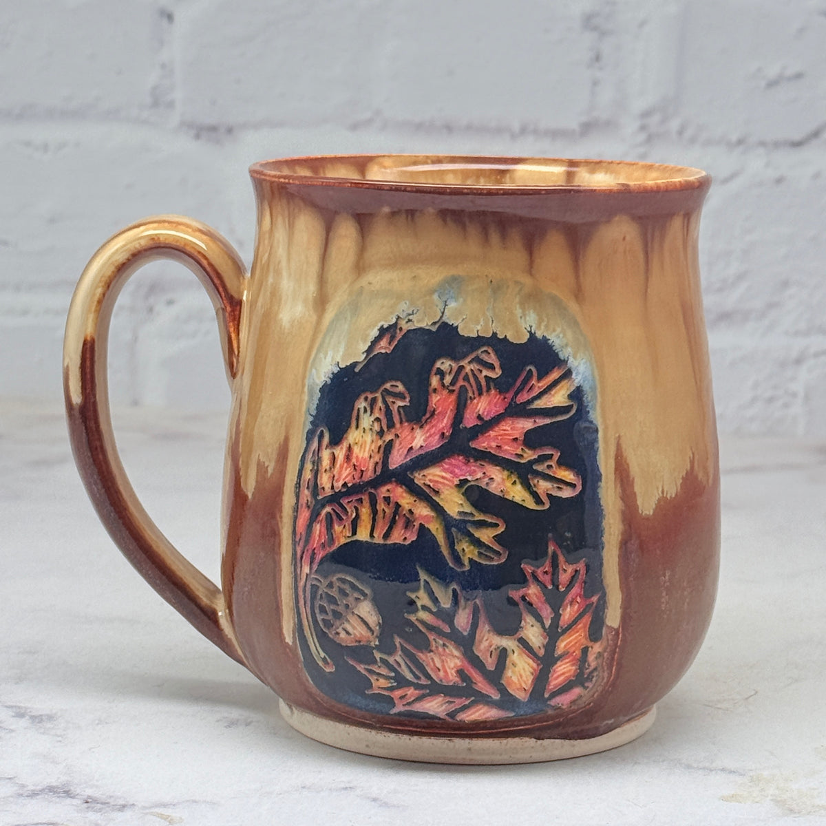 Sgraffito Fall Leaves Mug