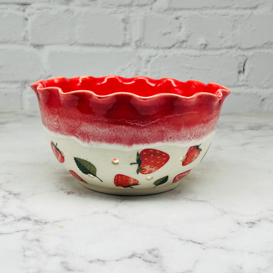 August Preorder Red with Strawberries Berry Bowl