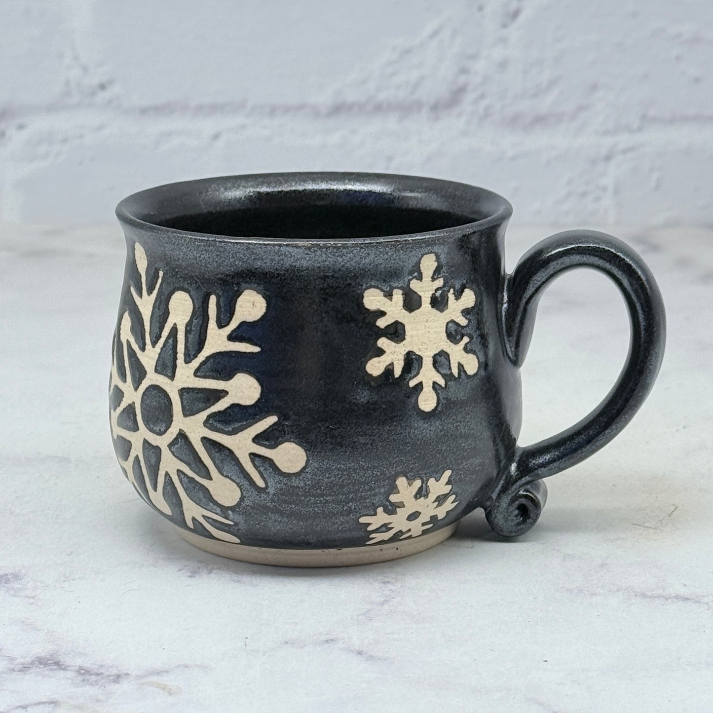Black with Snowflakes Teacup 1