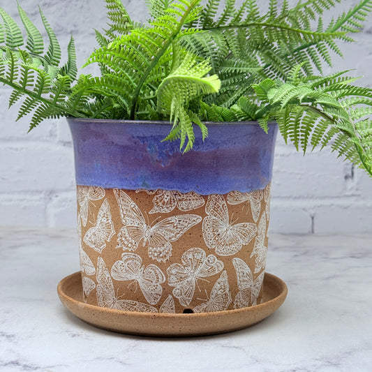 Purple with White Butterflies Planter