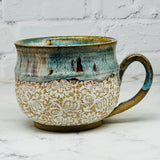 Light Blue with Lace Cafe Mug 3