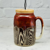 Rust Red with Woodgrain Straw Mug 1