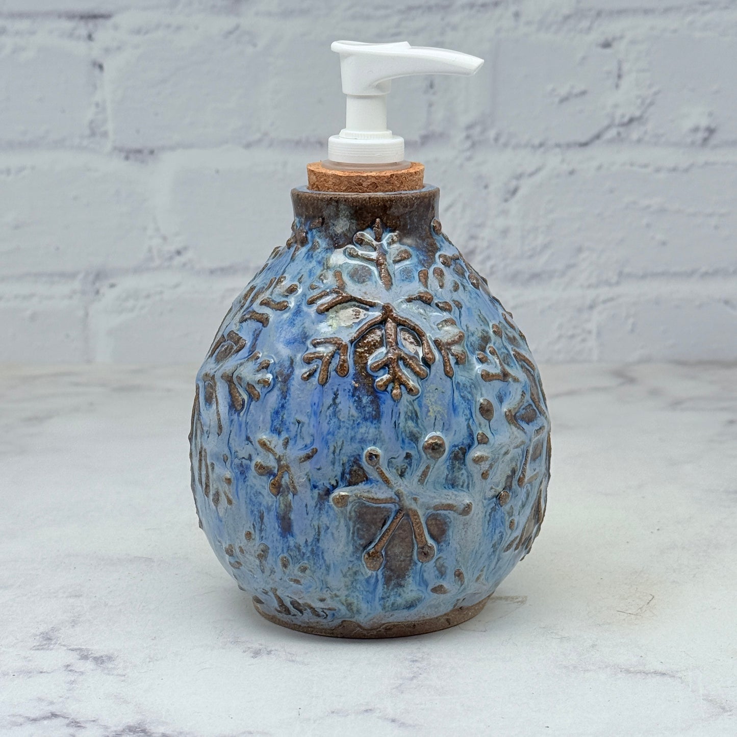 Blue with Raised Snowflakes Soap Dispenser