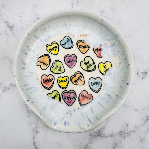 Blue with Conversation Hearts Spoon Rest