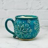 Teal with Raised Snowflakes Mug 2