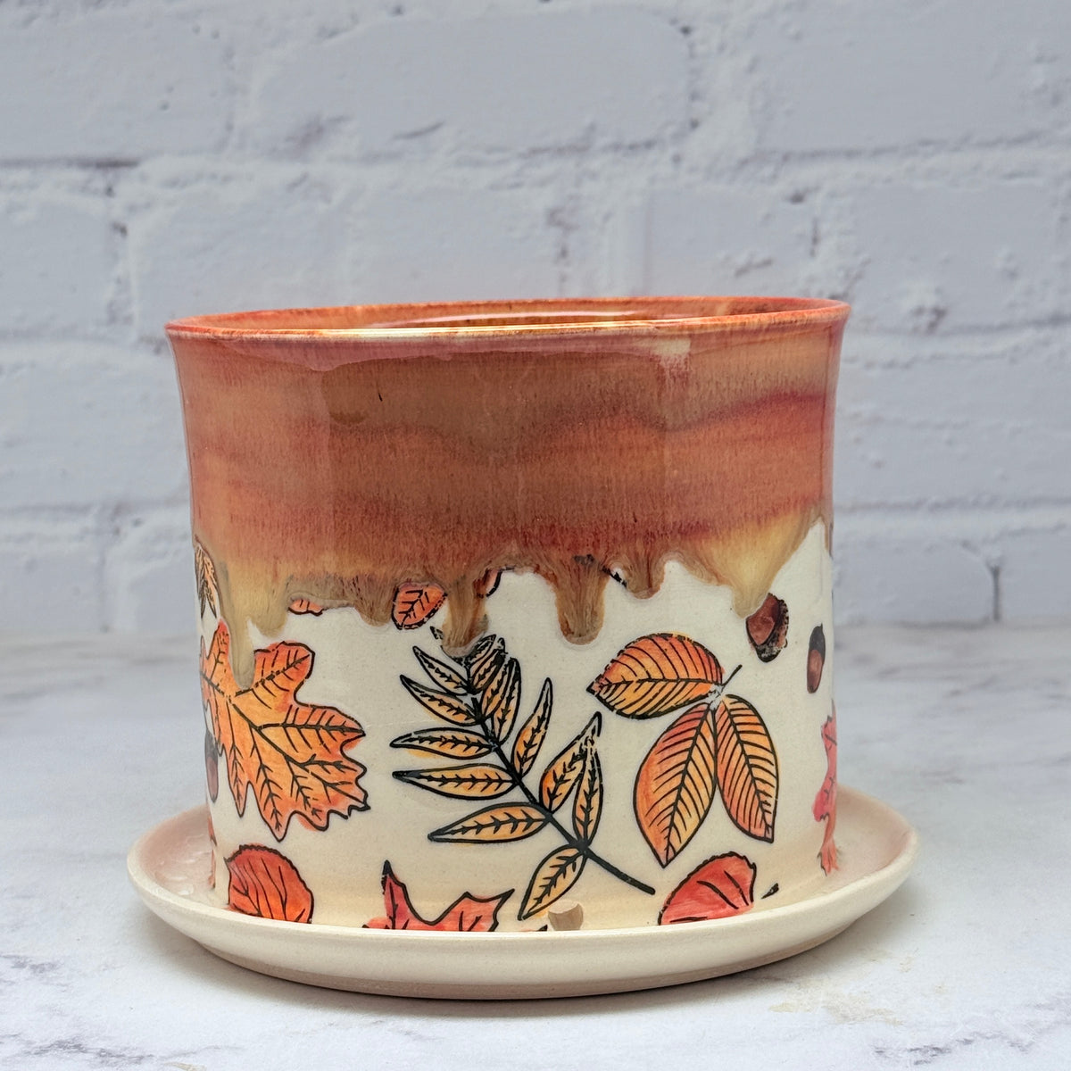 Orange with Leaves Planter 2