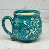 November Preorder Teal with Raised Snowflakes Mug