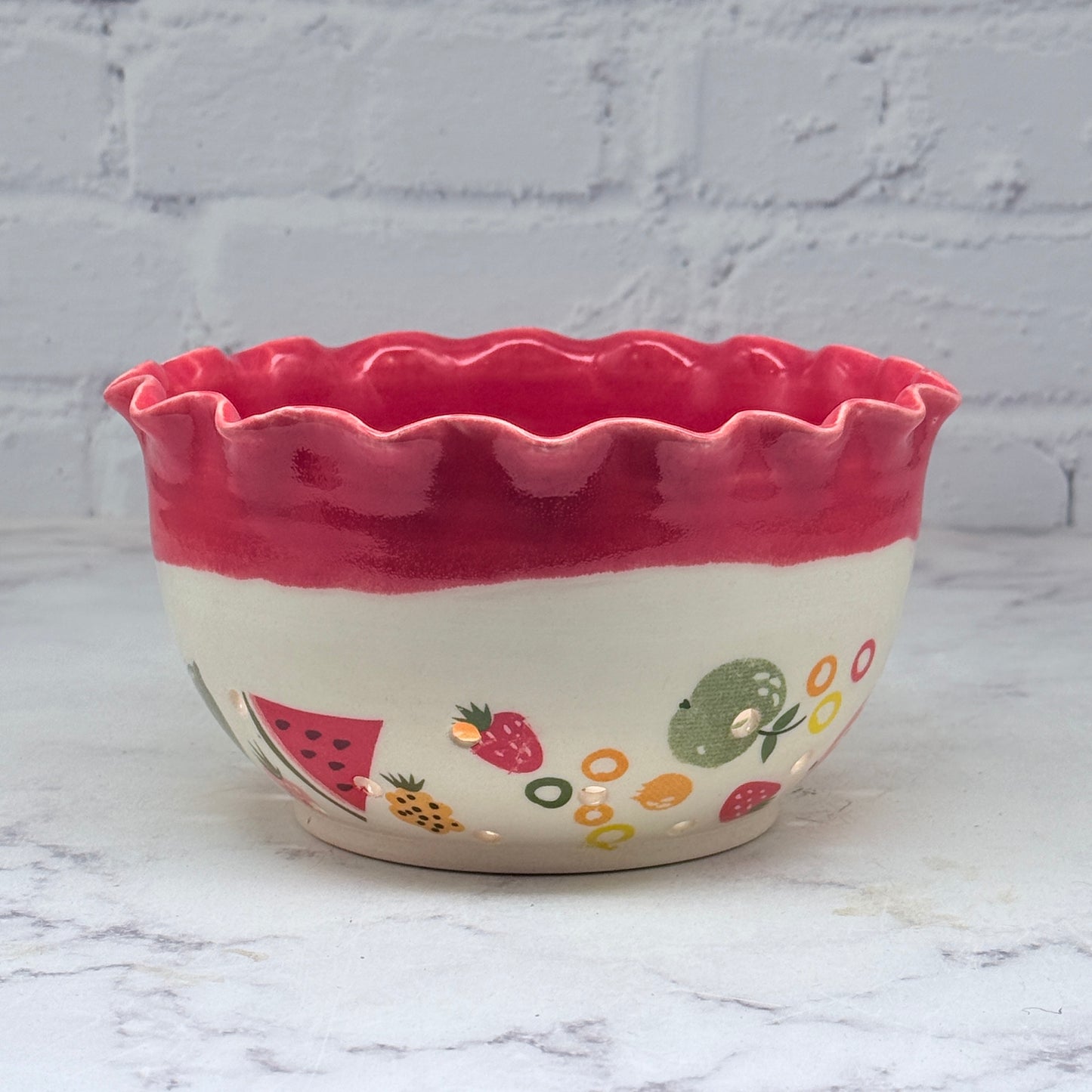 Red with Fruit Berry Bowl