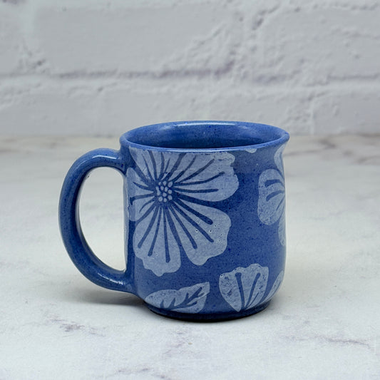 Blue with White Flowers Espresso Mug 4