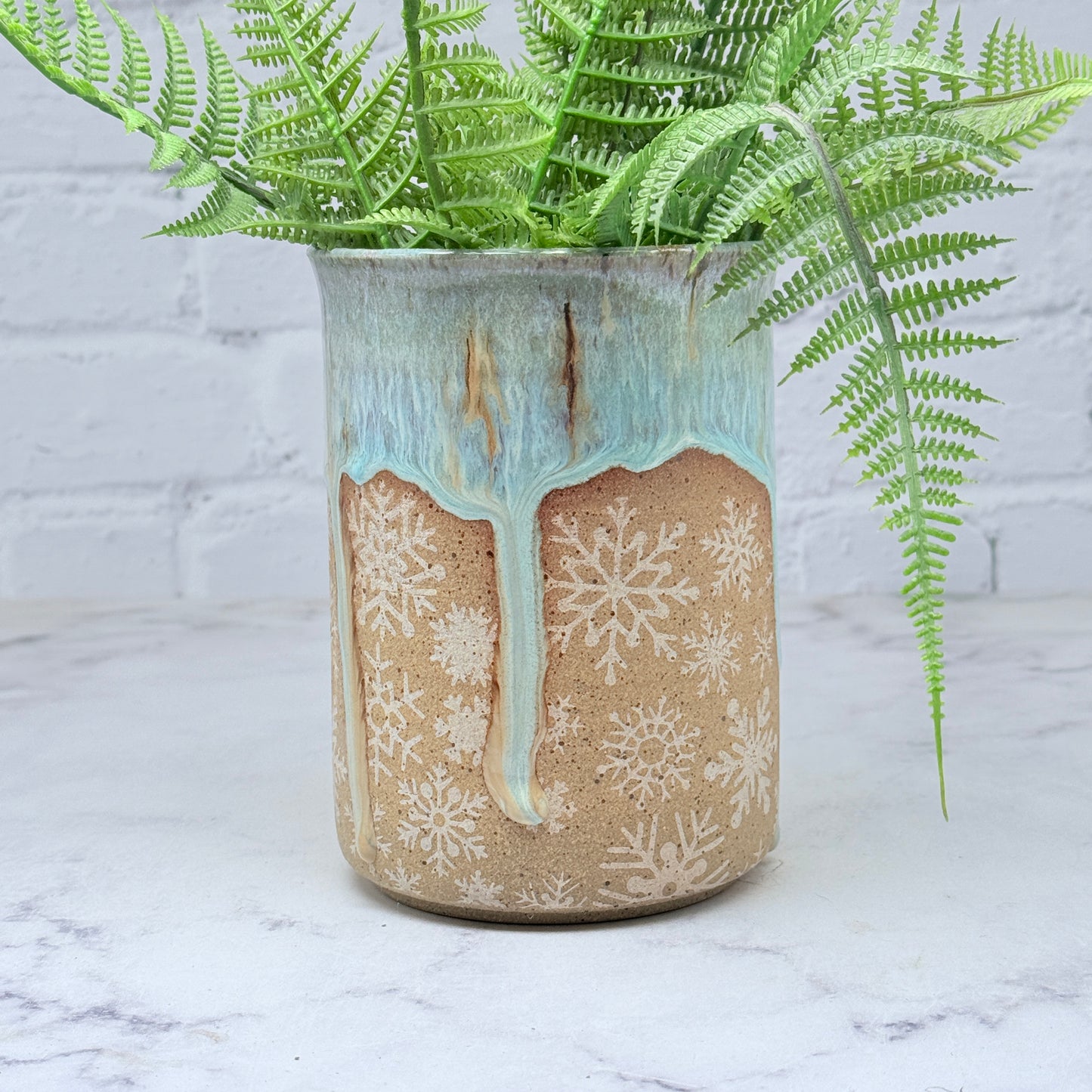 Light Blue with White Snowflakes Vase 3