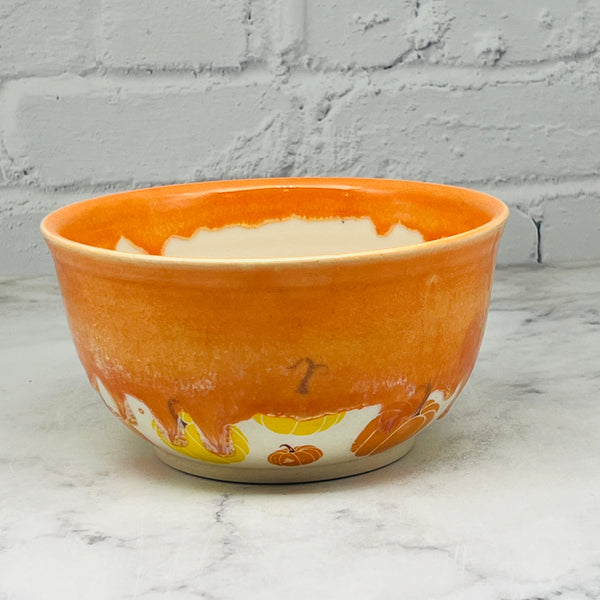 Orange with Pumpkins Medium Bowl 2