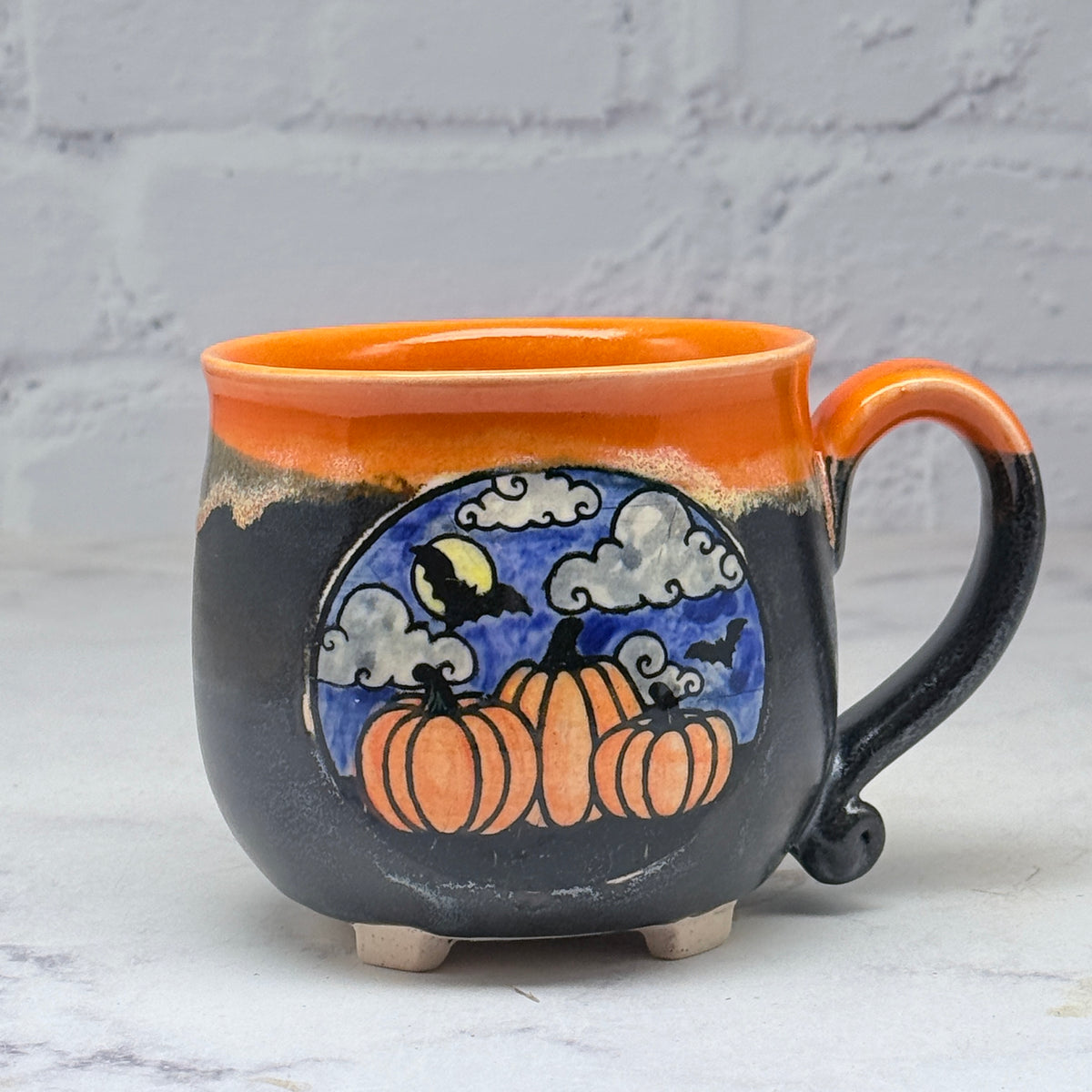 Orange with Pumpkins Cauldron Teacup 2
