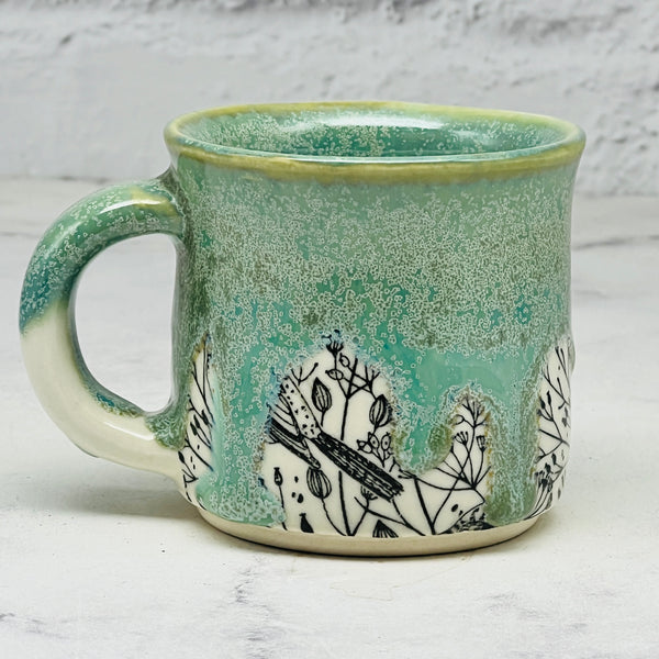 Green with Birds Espresso Mug