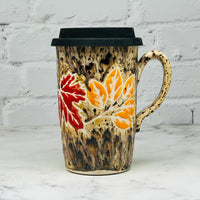 Cream with Fall Leaves Travel Mug