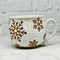 Speckled White Snowflakes Cafe Mug 4