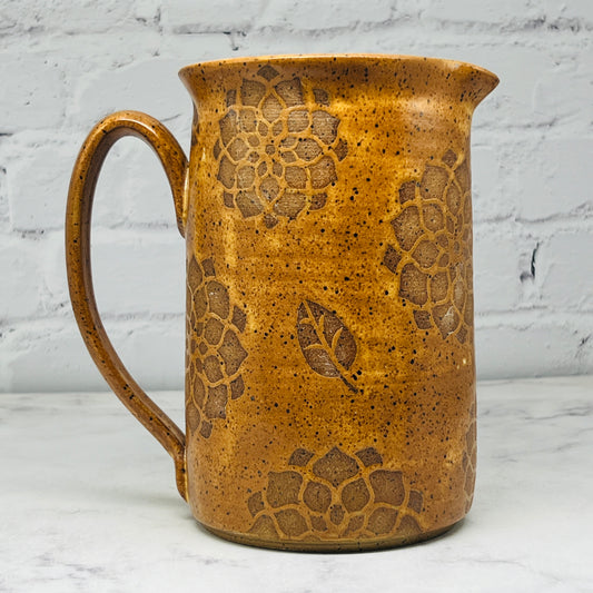Gold with Dahlias Design Pitcher