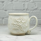 Cream Raised Snowflakes Mug 2