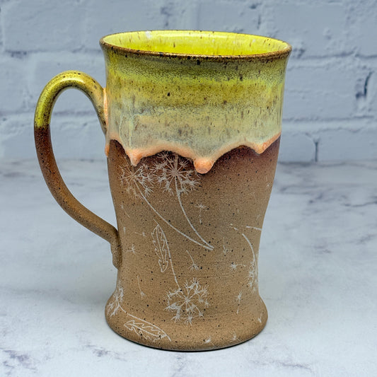 Yellow with White Dandelions Tall Mug