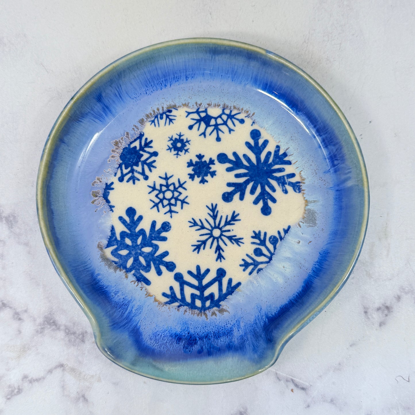 Blue with Snowflakes Spoon Rest 2