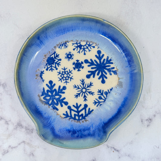 Blue with Snowflakes Spoon Rest 2