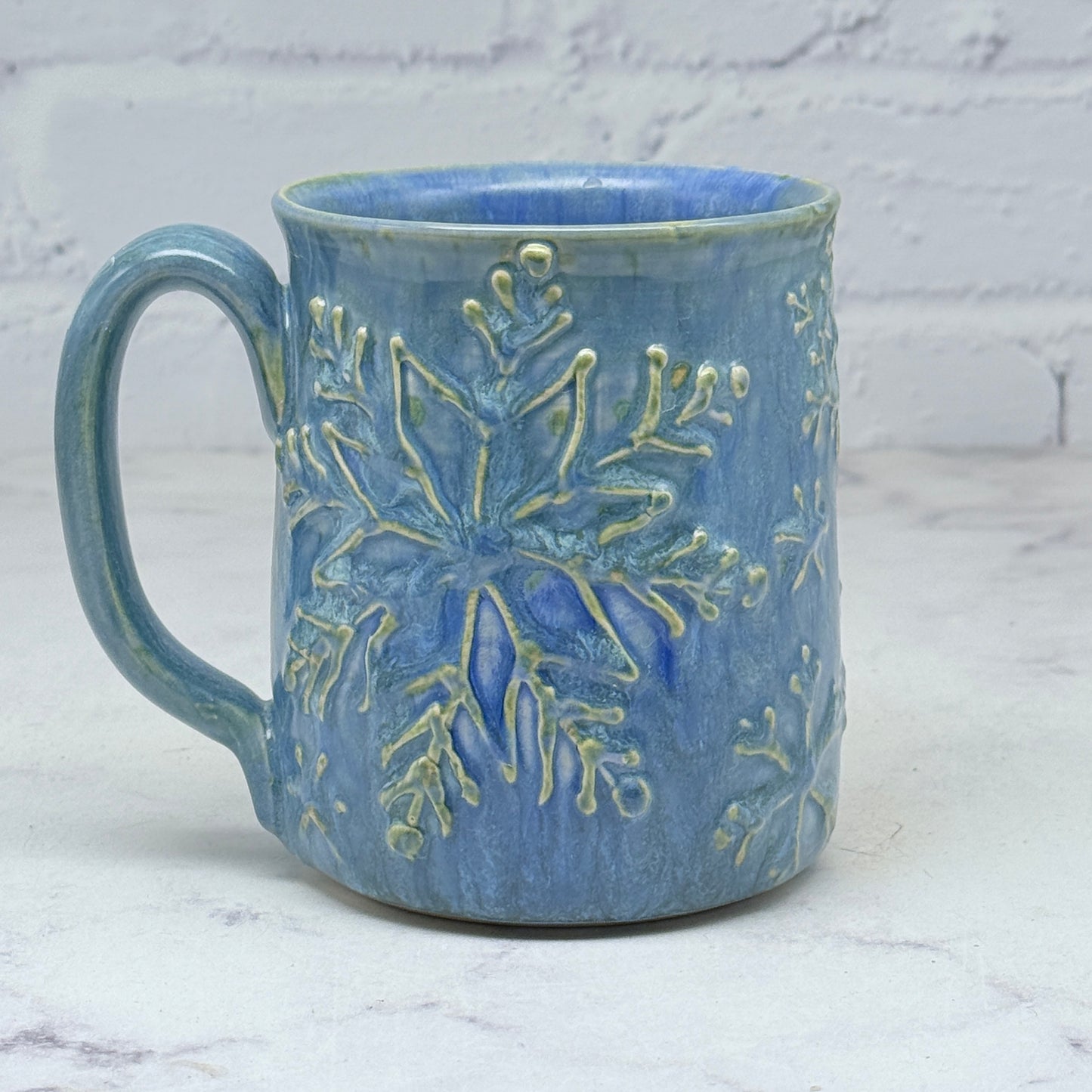 Light Blue with Raised Snowflakes Mug 3
