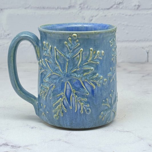 Light Blue with Raised Snowflakes Mug 3