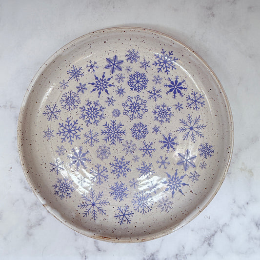 Blue Snowflakes Low Bowl