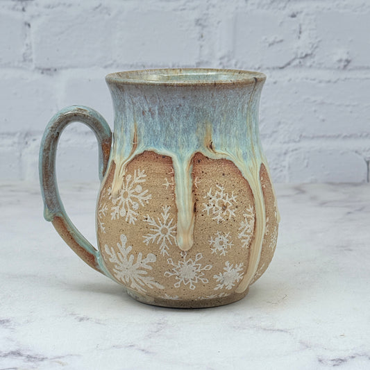 Light Blue with White Snowflakes Mug 4