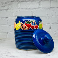 Blue with Fruit Lidded Container