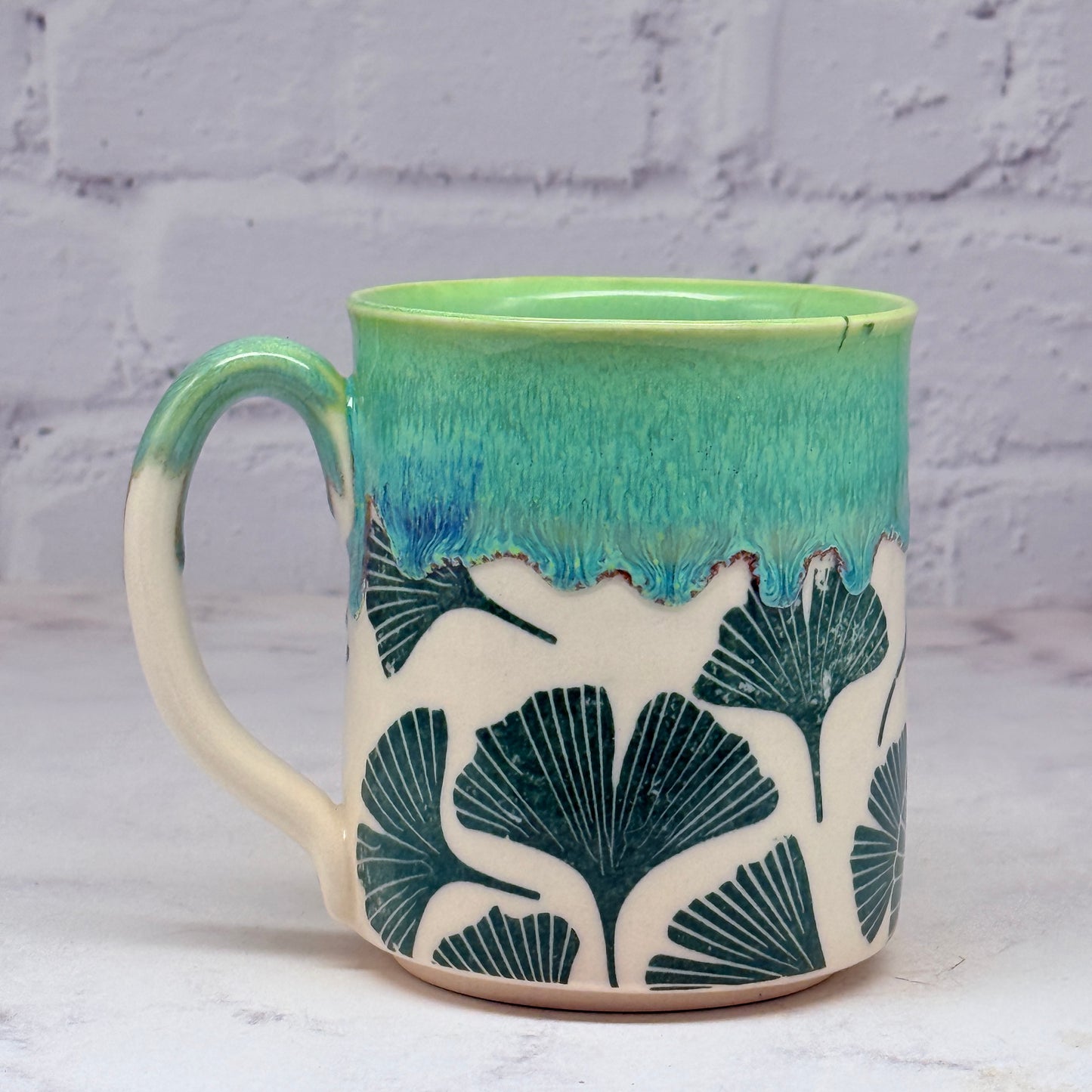 Green with Ginkgo Mug