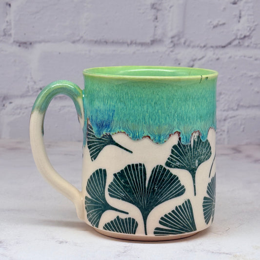 Green with Ginkgo Mug