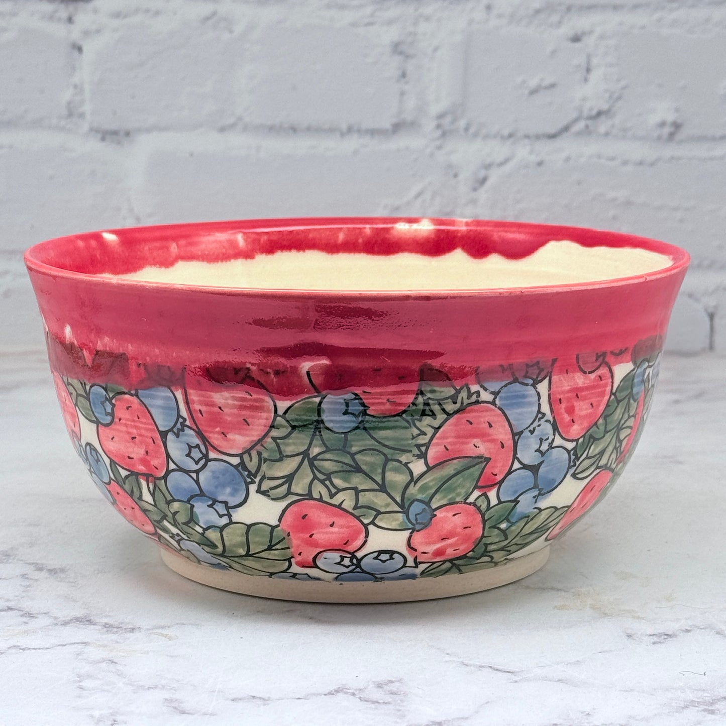 Red with Fruit Large Bowl 1
