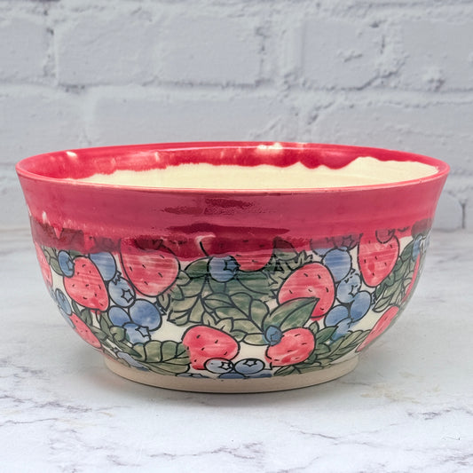 Red with Fruit Large Bowl 1