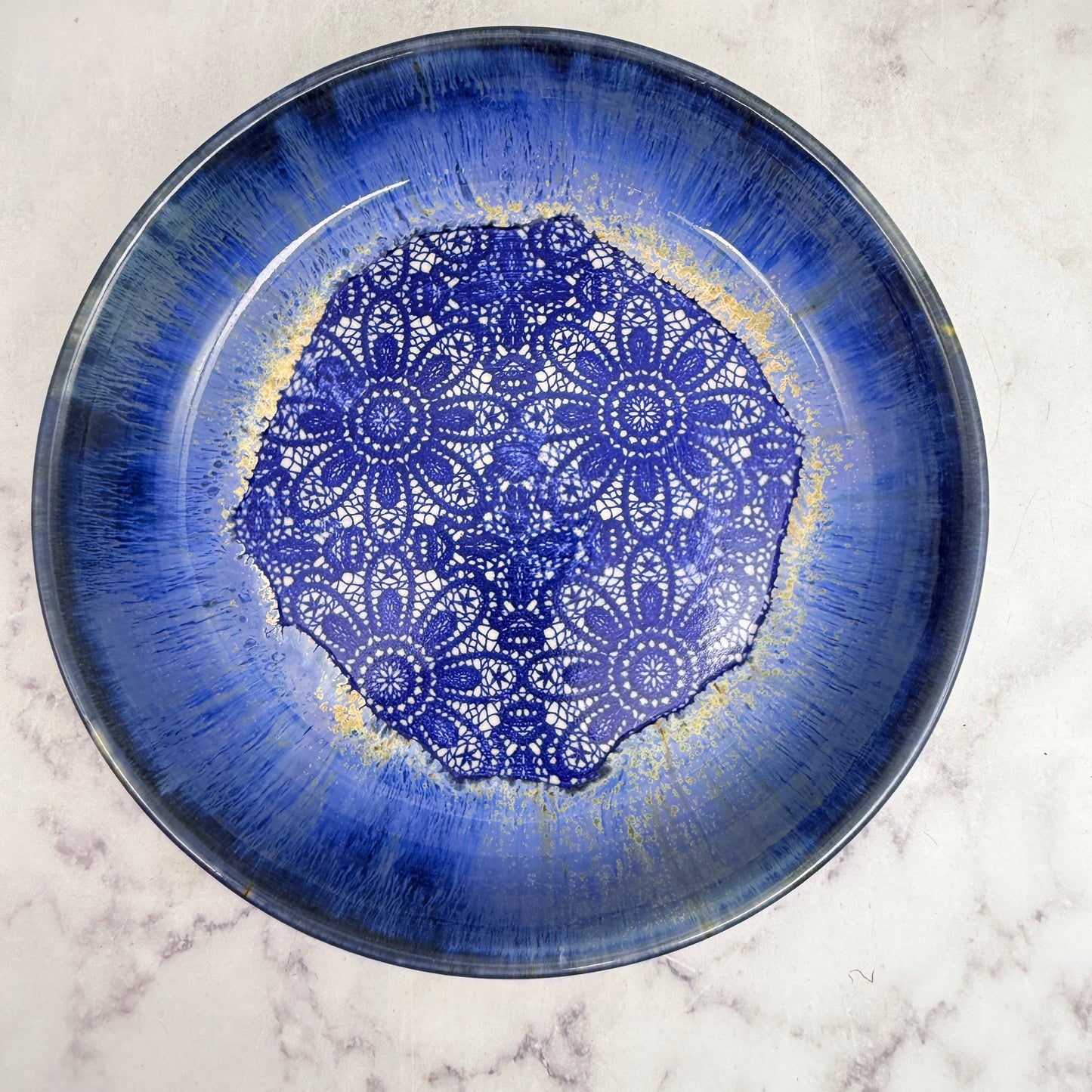 Blue with Blue Lace Low Bowl