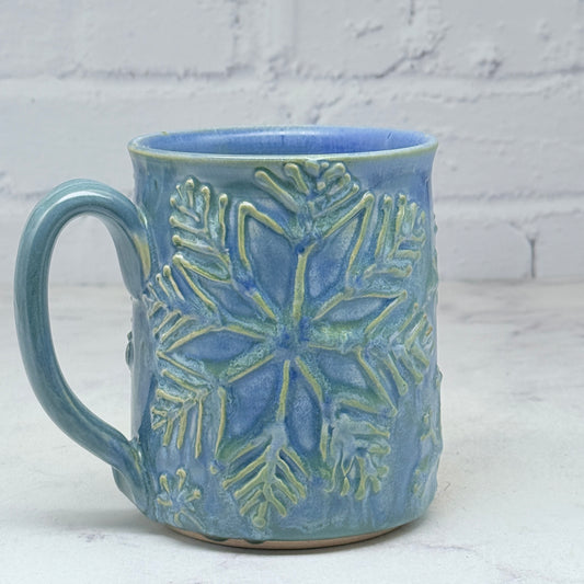 Light Blue with Raised Snowflakes Mug 1
