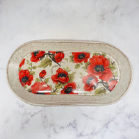 Red Poppies Oval Tray