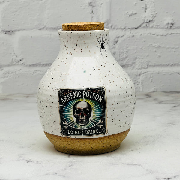 Speckled White Arsenic Bottle with Cork